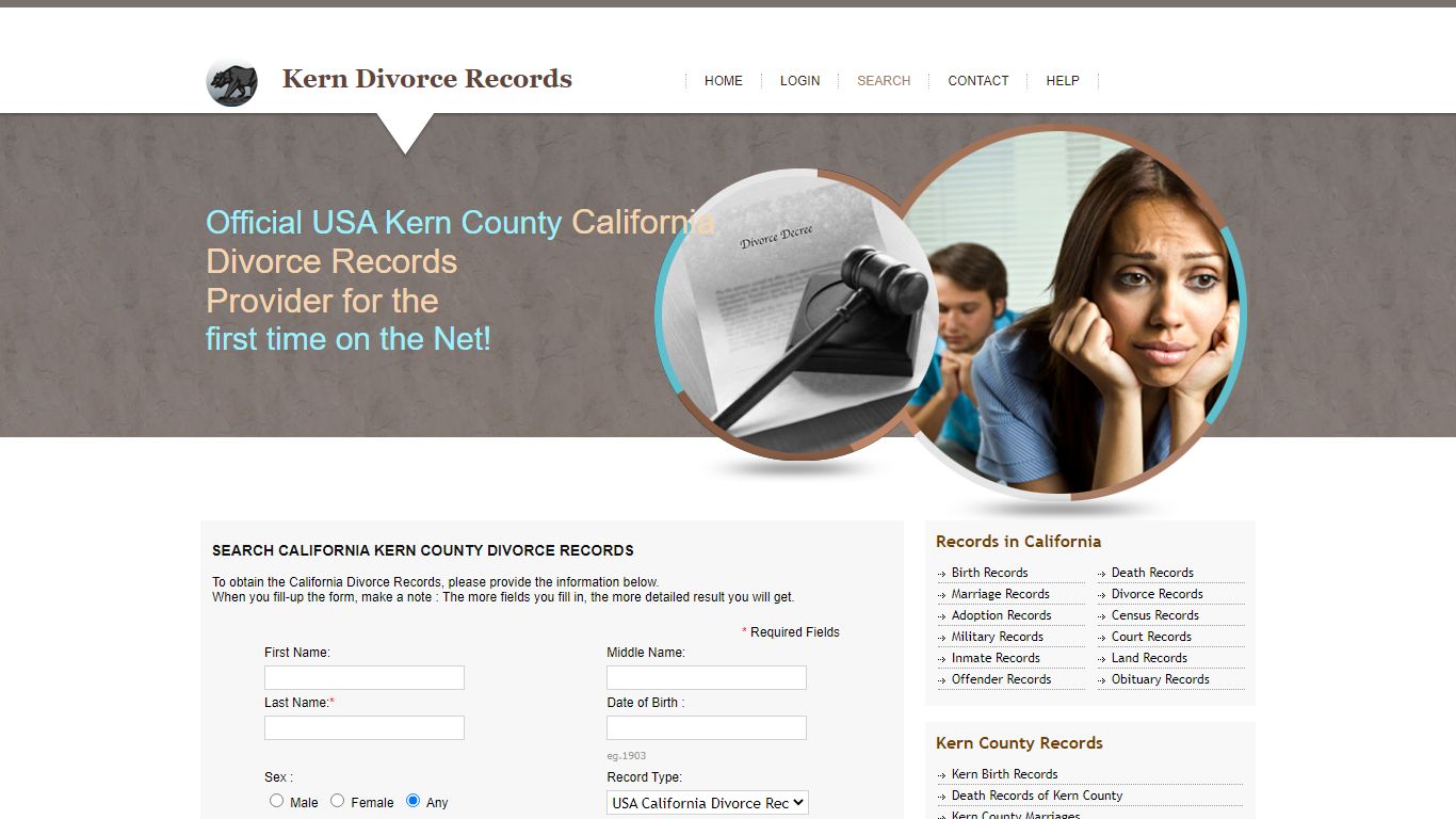 Public Records of Kern County. California State Divorce Records